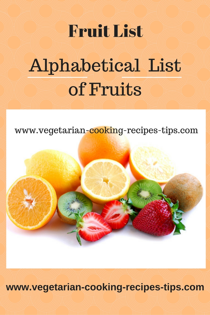 fruit alphabetical list - fruits list - fruits available all over the world. This fruit list with images.