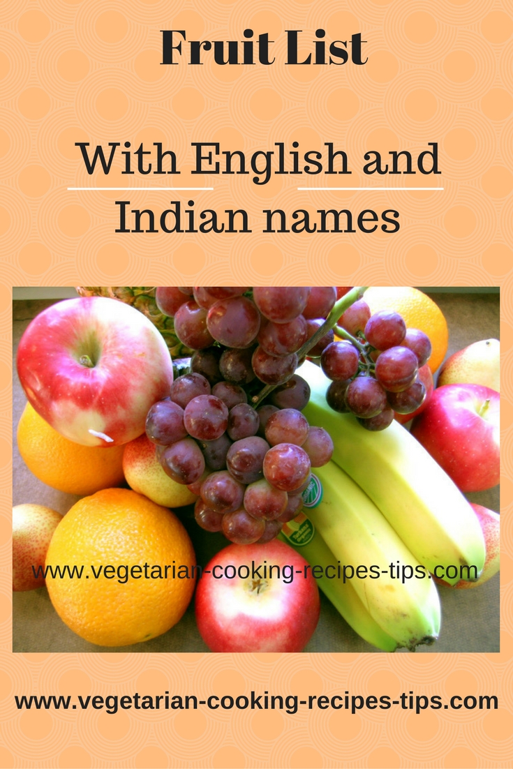 List of fruits - Fruit list with Indian and English names. Hope you find this fruit list useful