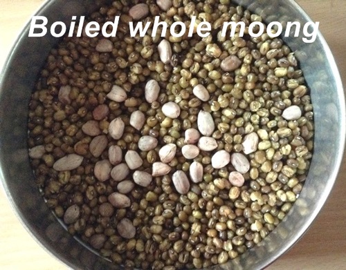 boiled whole moong and peanuts