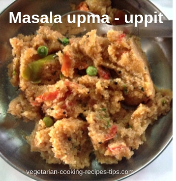 Spicy vegetable  upma masala uppit recipe, South Indian breakfast dish from Karnataka. Is made as wedding breakfast too.
