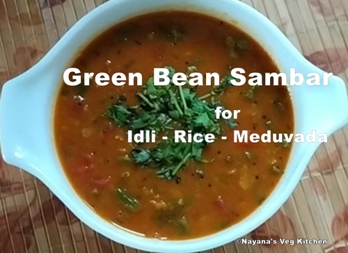green bean sambar, french bean sambar, string bean sambar