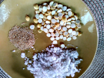 Roasted gram, coconut, khuskhus to grind