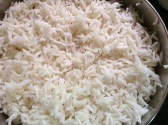 Cooked, ready to eat plain basmati rice