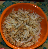 Grated and roasted kopra