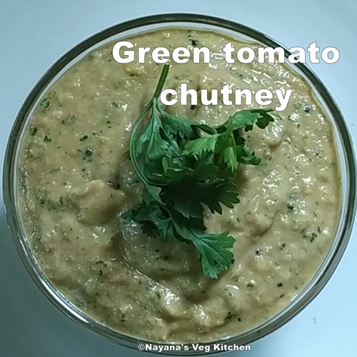 This green tomato chutney recipe is a easy chutney recipe.  It has sesame seeds and green tomatoes. It keep good in fridge for 4-5 days.