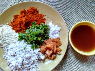 Ingredients for irulli gojju - onion curry