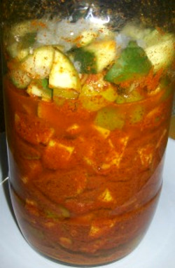 Easy mango pickle recipe for an indian pickle, a raw mango recipe