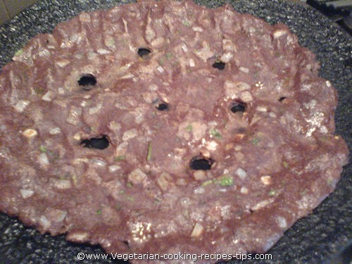 Ragi rotti - Finger millet bread cooked on one side