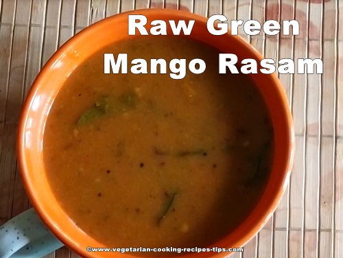 raw green mango rasam - 500x376