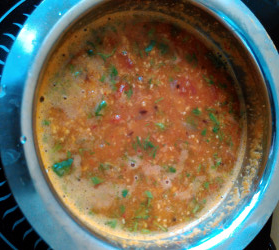 This Sambar recipe is a popular South Indian lentil recipe using Toor dal (yellow lentil) and vegetables. It is served with Idli, Dosa, Plain rice etc.