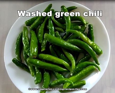 green Chili pickle is easy to make indian pickle recipe.  It is a spicy pickle that can be used as a side dish.
