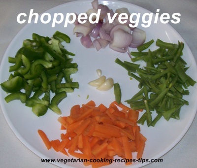 chopped vegetables for stir fry