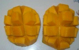 Mango sides cut and into squares