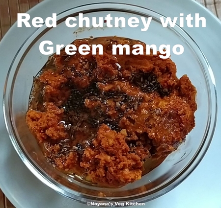 Green Mango Chutney is a spicy, sour and sweetish Indian chutney recipe. It is called as kairi chutney in indian language.